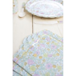 16 Serviettes Festonnes Shabby et Or. n1