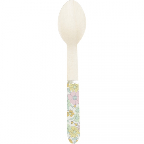 8 Cuillres en Bois Shabby et Or 