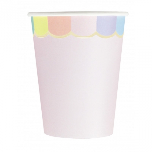 8 Gobelets Festonns Rose Pastel 