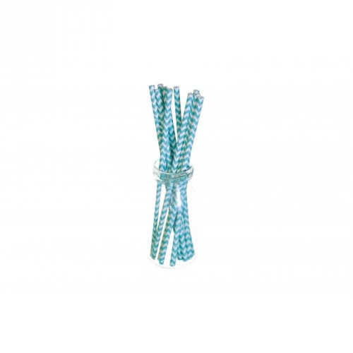 10 Pailles Chevrons - Bleu 
