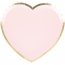 8 Assiettes Coeur Festonnes Rose Pastel et Or