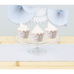 6 Caissettes Cupcakes Fleurs et Or. n1