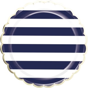 8 Assiettes Festonnes Marinire et Or