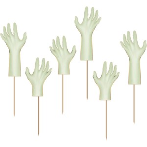 6 Cake Toppers - Mains de Zombie Halloween Pastel