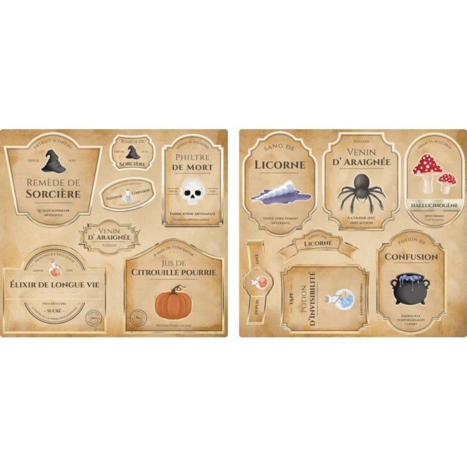 14 Décorations Bouteilles - Apprenti Sorcier 