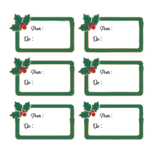 12 Etiquettes Cadeaux Adhsives Houx 