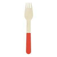 8 Fourchettes en Bois Rouge/Or