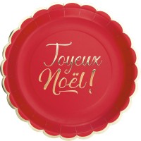 Contient : 1 x 8 Assiettes Rouge Joyeux Nol