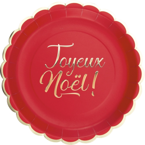 8 Assiettes Rouge Joyeux Nol 