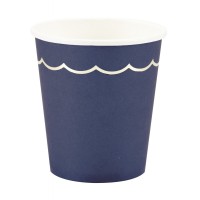 8 Gobelets Festonnée Bleu Marine/Or