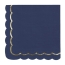 16 Serviettes Festonne Bleu Marine/Or