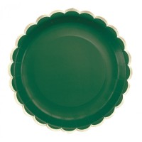 Contient : 1 x 8 Assiettes Festonne Vert Jungle/Or