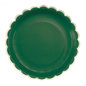 8 Assiettes Festonne Vert Jungle/Or