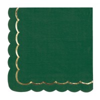 16 Serviettes Festonne Vert Jungle/Or