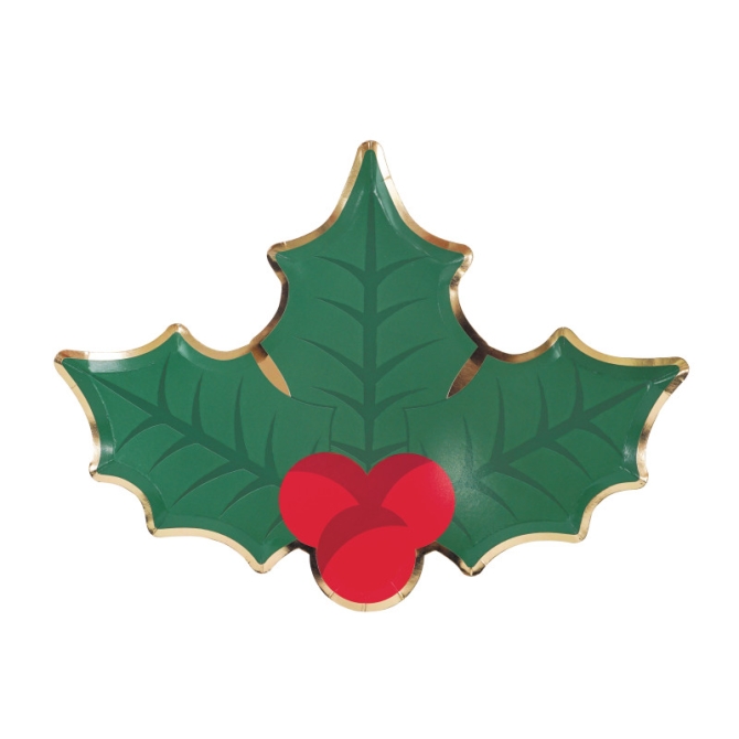 8 Assiettes Houx de Noël 