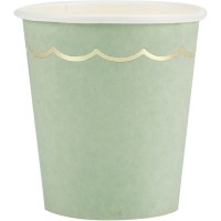 8 Gobelets Festonnes Vert Sauge et Or
