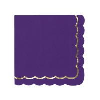 Contient : 1 x 16 Serviettes Festonnées Violet et Or