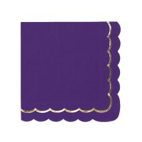 16 Serviettes Festonnes Violet et Or