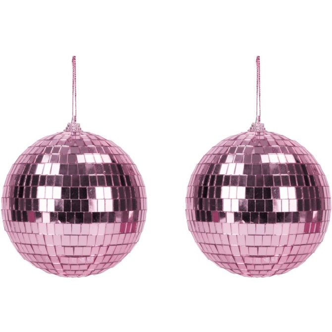 2 Boules Disco Pink - 10 cm 