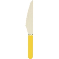 8 Couteaux en Bois Jaune Curry/Or