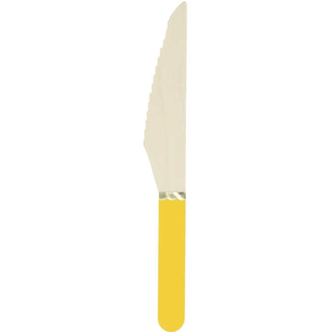 8 Couteaux en Bois Jaune Curry / Or 