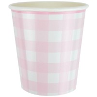 8 Gobelets Festonne Vichy Rose