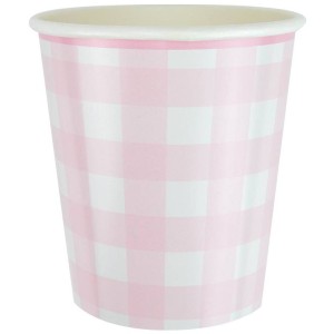 8 Gobelets Festonne Vichy Rose