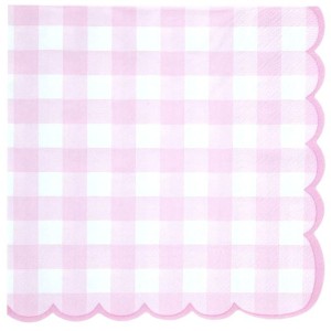 16 Serviettes Festonne Vichy Rose