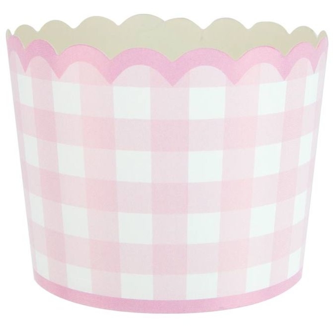 8 Petits Pots Festonne Vichy Rose 