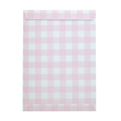 8 Pochettes Cadeaux Festonne Vichy Rose. n1