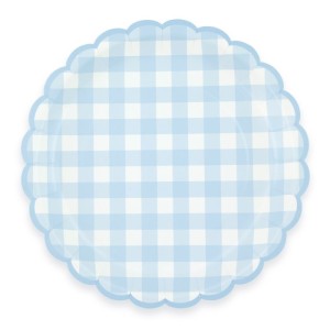 8 Assiettes Festonne Vichy Bleu