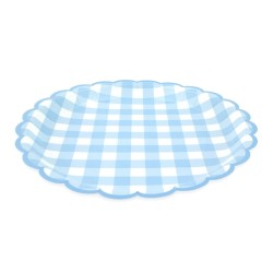 8 Assiettes Festonne Vichy Bleu. n1