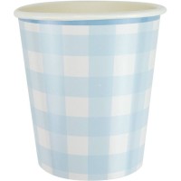 8 Gobelets Festonne Vichy Bleu