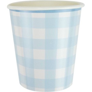 8 Gobelets Festonne Vichy Bleu