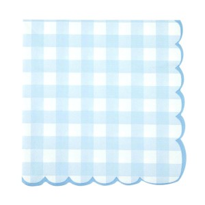16 Serviettes Festonne Vichy Bleu