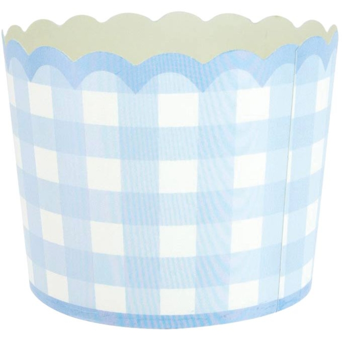 8 Petits Pots Festonne Vichy Bleu 