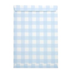 8 Pochettes Cadeaux Festonne Vichy Bleu. n1