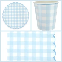 Boite � F�te Festonn�e Vichy Bleu