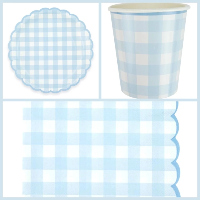 Boite � F�te Festonn�e Vichy Bleu 
