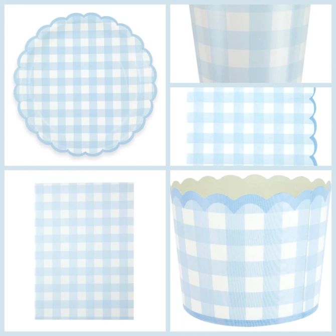 Grande Boite � F�te Festonn�e Vichy Bleu 