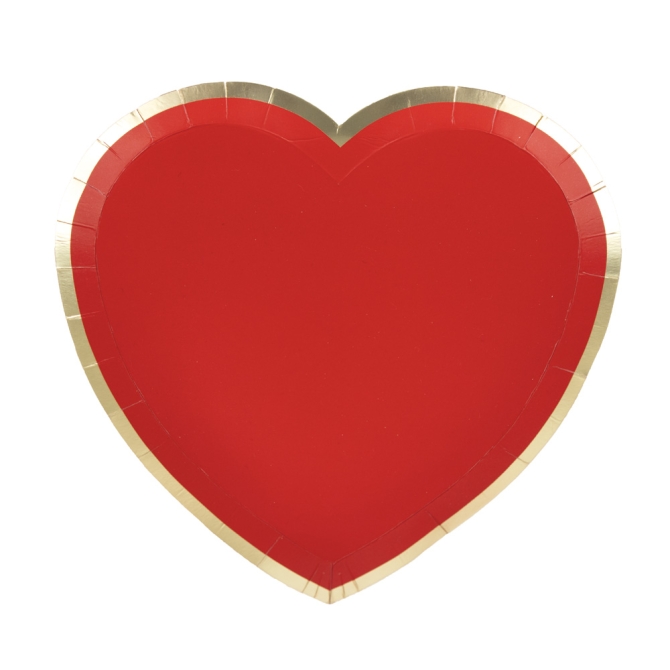 8 Assiettes Coeurs Rouge 