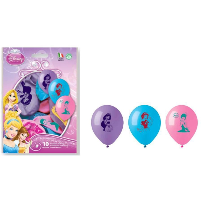10 Ballons Princesse Disney Bleu / Rose / Violet 