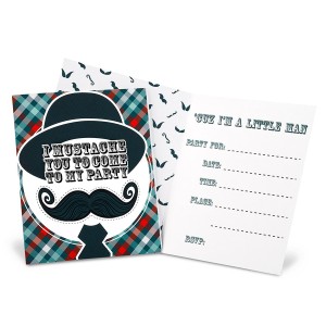 8 Invitations Little Man Moustache