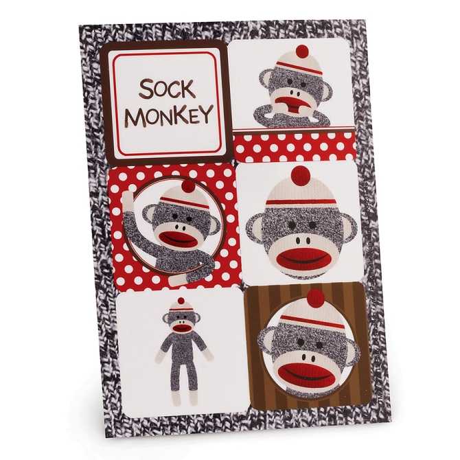 4 Planches de Stickers Sock Monkey 