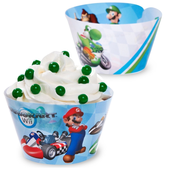 12 Wrappers  Cupcakes reversibles Mario Kart Wii 