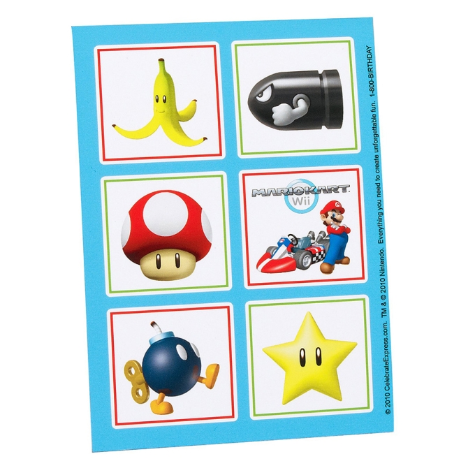 4 Planches de Stickers Mario Kart Wii 