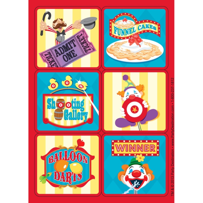 4 Planches de Stickers Carnaval Circus 