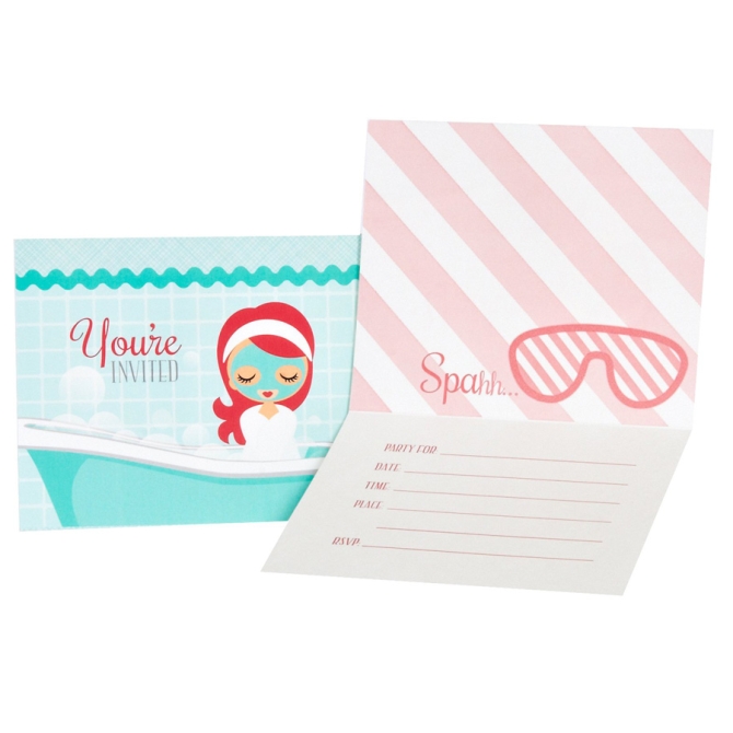 8 Invitations Little Spa Party 