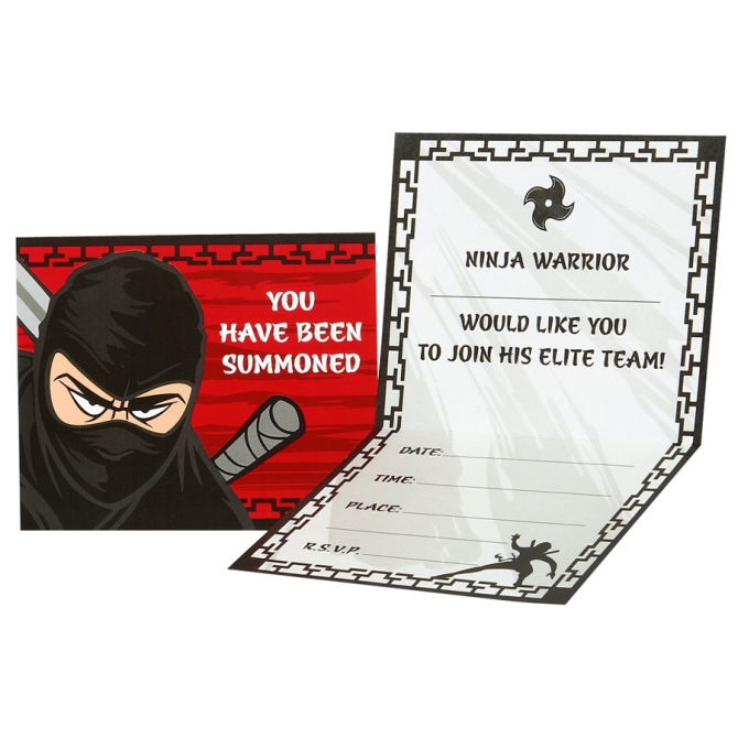 8 Invitations Ninja Party 