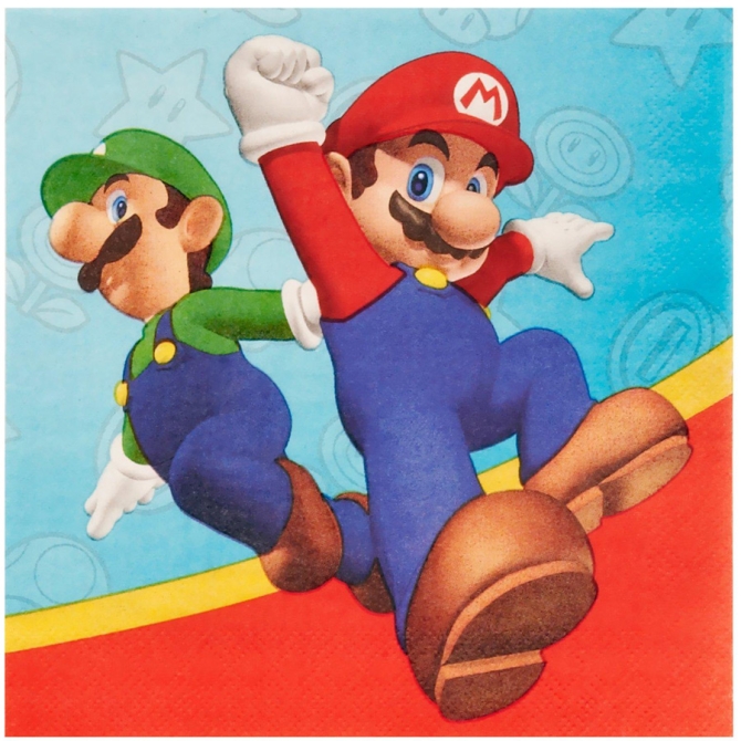 20 Serviettes Super Mario & Luigi 